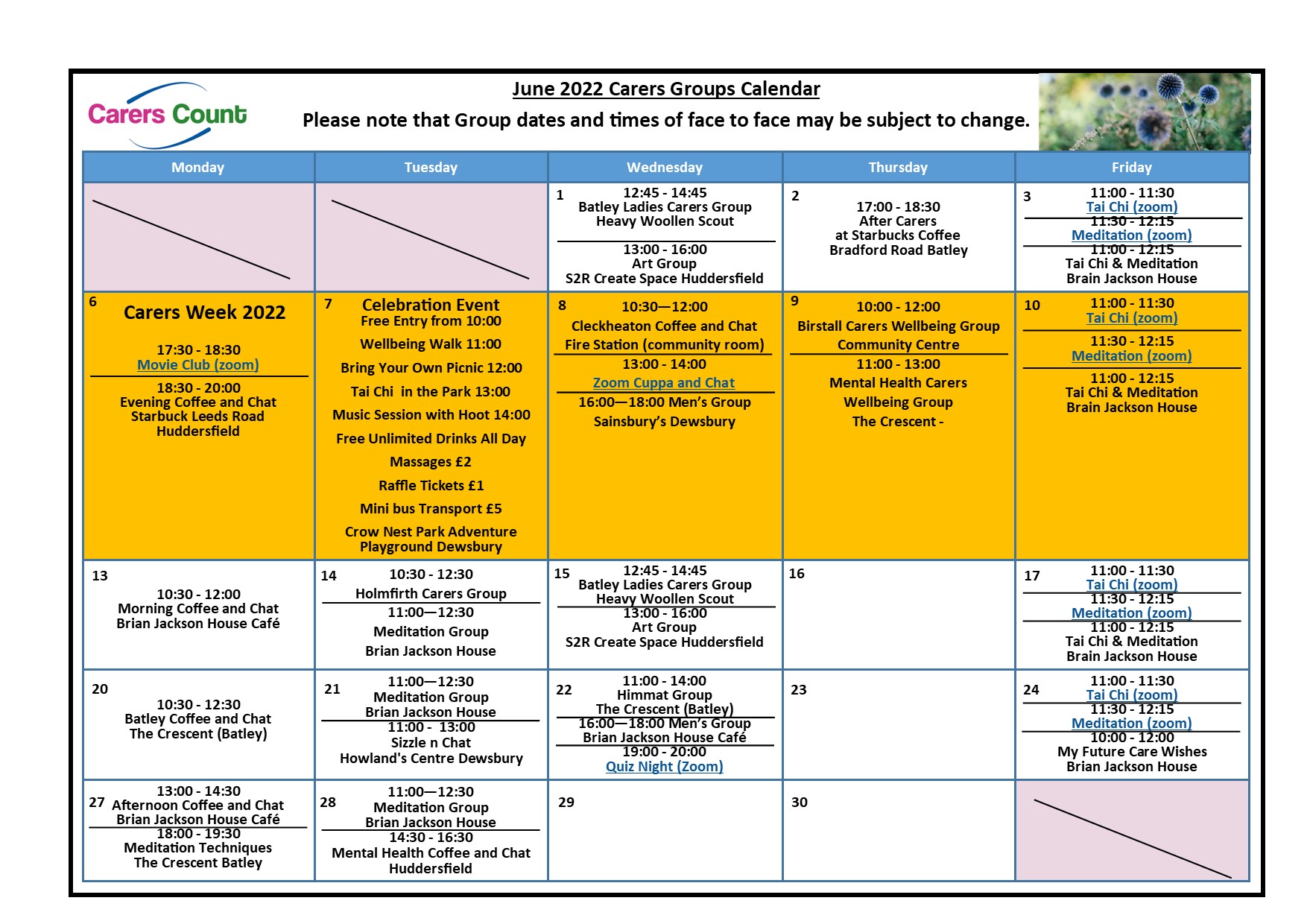 Groups calendar Groups calendar